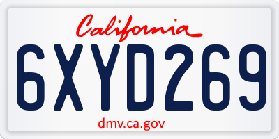 CA license plate 6XYD269