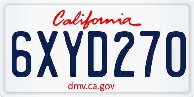 CA license plate 6XYD270