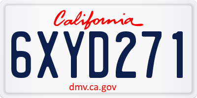 CA license plate 6XYD271