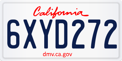 CA license plate 6XYD272