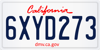 CA license plate 6XYD273