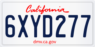 CA license plate 6XYD277