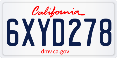 CA license plate 6XYD278