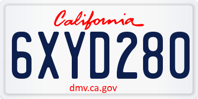 CA license plate 6XYD280
