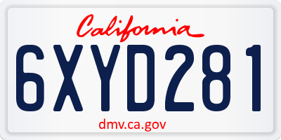 CA license plate 6XYD281