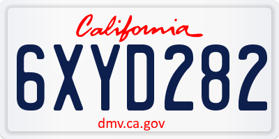 CA license plate 6XYD282