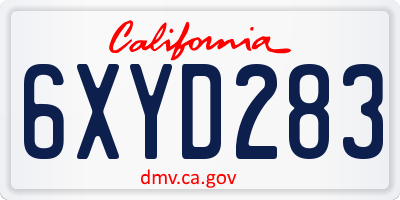 CA license plate 6XYD283