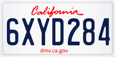 CA license plate 6XYD284