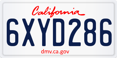 CA license plate 6XYD286