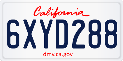 CA license plate 6XYD288