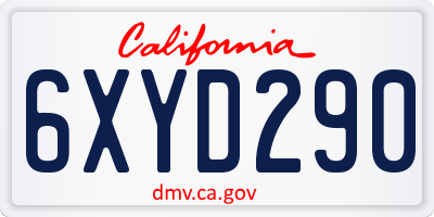 CA license plate 6XYD290