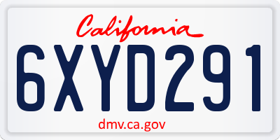 CA license plate 6XYD291
