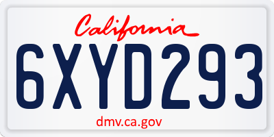 CA license plate 6XYD293