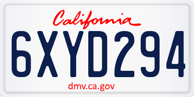 CA license plate 6XYD294
