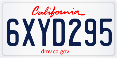 CA license plate 6XYD295