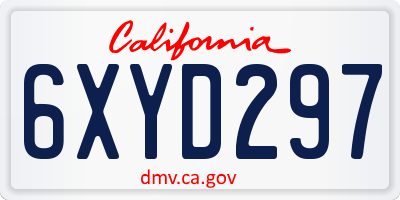 CA license plate 6XYD297