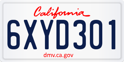 CA license plate 6XYD301