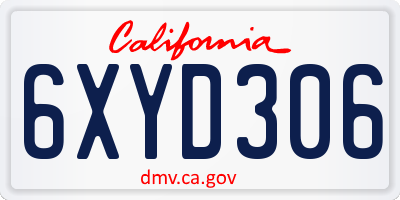 CA license plate 6XYD306