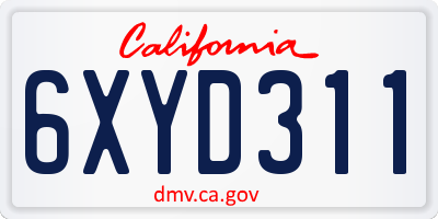 CA license plate 6XYD311