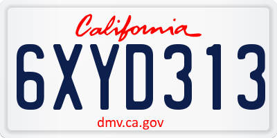 CA license plate 6XYD313