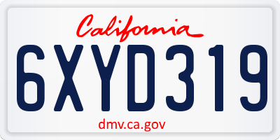 CA license plate 6XYD319