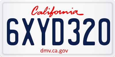 CA license plate 6XYD320
