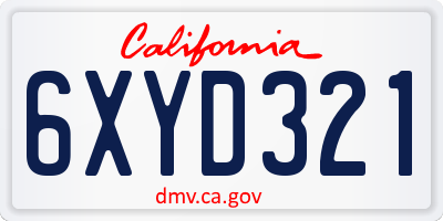 CA license plate 6XYD321