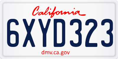 CA license plate 6XYD323