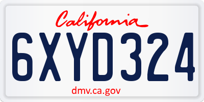 CA license plate 6XYD324