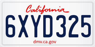 CA license plate 6XYD325