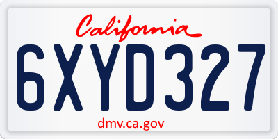 CA license plate 6XYD327