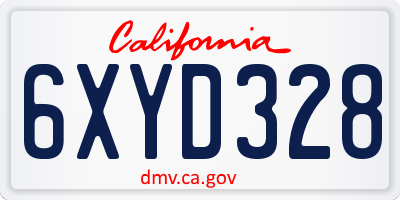 CA license plate 6XYD328