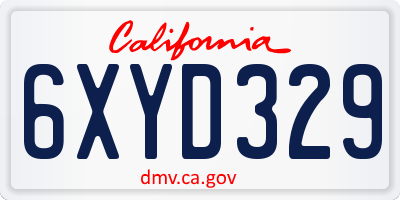 CA license plate 6XYD329