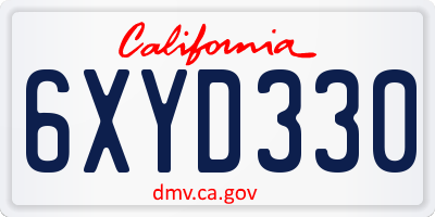 CA license plate 6XYD330