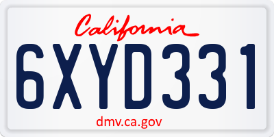 CA license plate 6XYD331