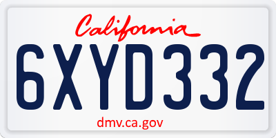 CA license plate 6XYD332