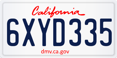 CA license plate 6XYD335