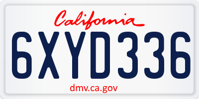 CA license plate 6XYD336