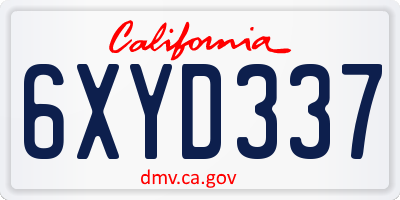 CA license plate 6XYD337