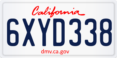 CA license plate 6XYD338
