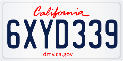 CA license plate 6XYD339