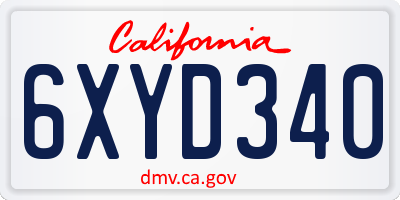CA license plate 6XYD340