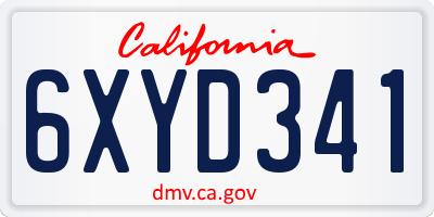 CA license plate 6XYD341