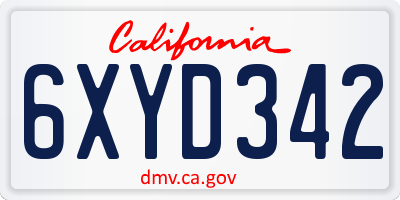 CA license plate 6XYD342