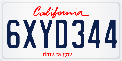 CA license plate 6XYD344