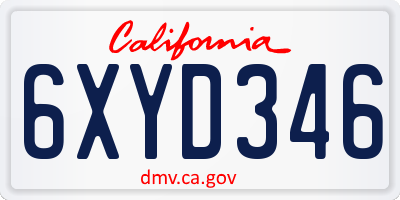 CA license plate 6XYD346