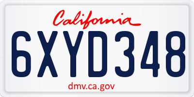CA license plate 6XYD348
