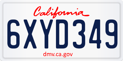 CA license plate 6XYD349