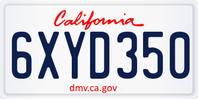 CA license plate 6XYD350
