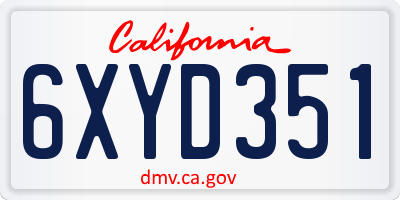 CA license plate 6XYD351